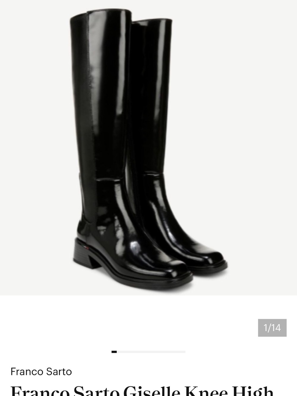 Franco Sarto Giselle Black Patent Knee-High Riding Boots